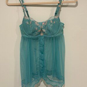 Lace Victoria's Secret Camisole Top - Light Blue - Size 34B